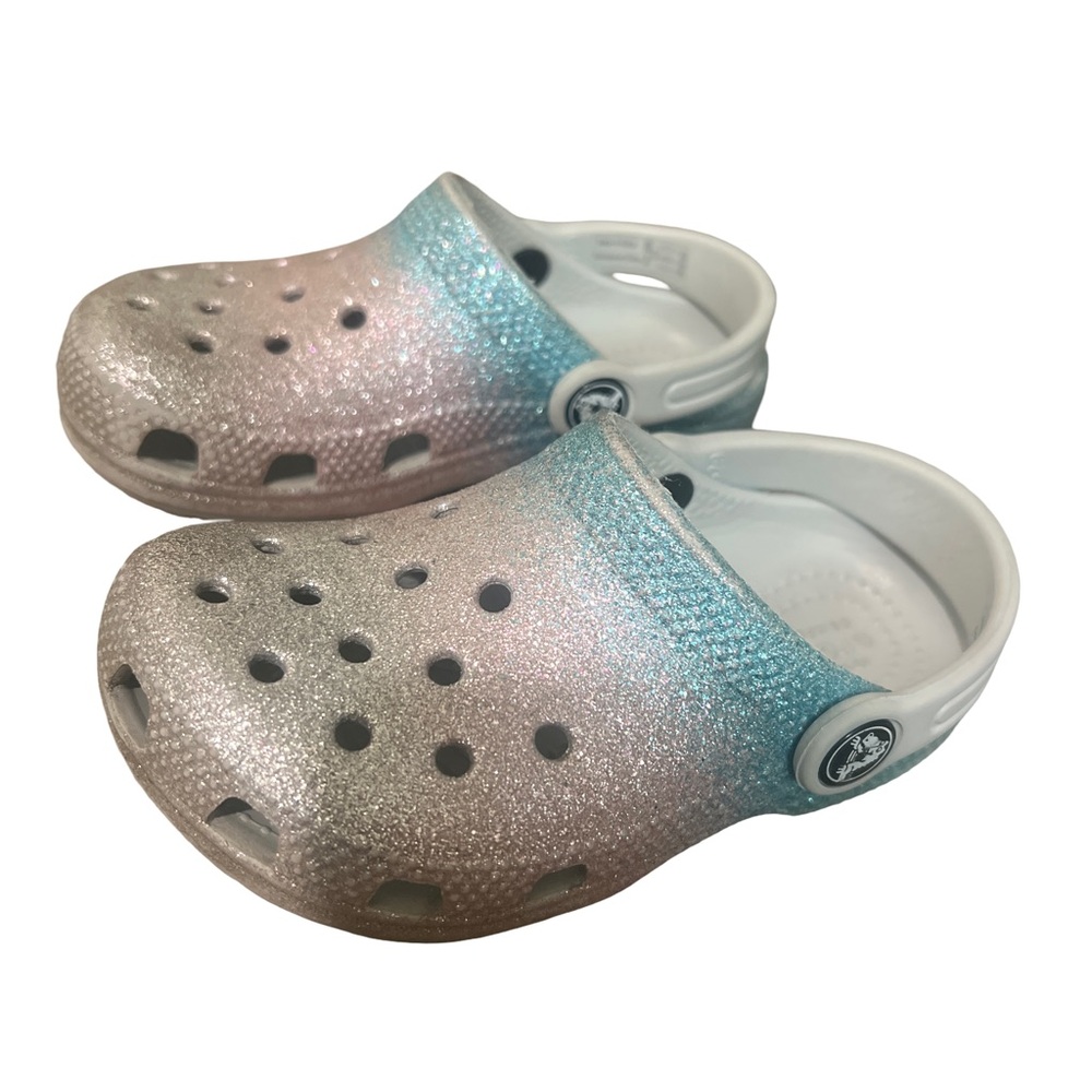 CROCS Kids Glitter Clogs - Pink and Blue